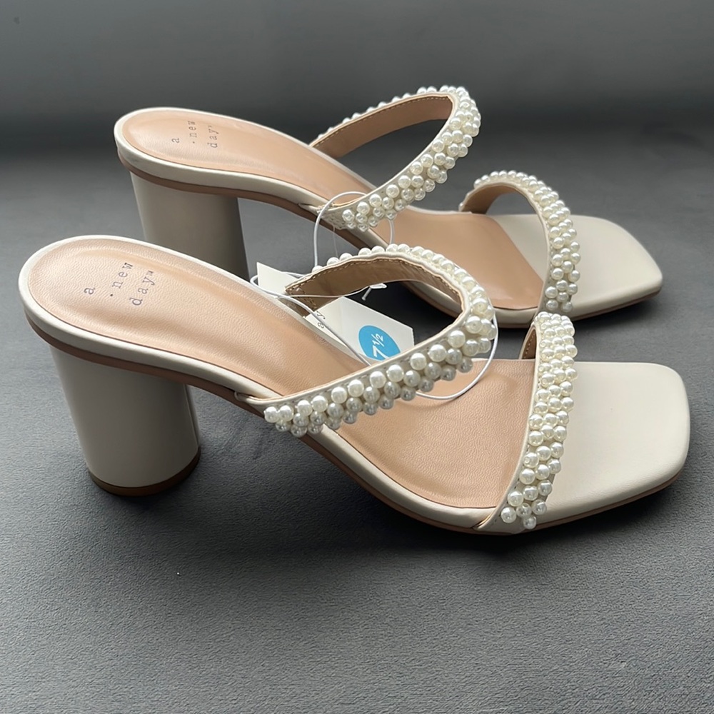 Audra Pearl Mule Block Heels by A New Day 7.5